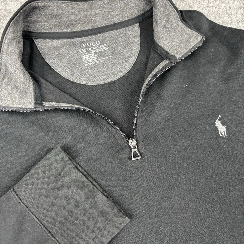 Polo Ralph Lauren Performance 1/4 Zip Mens Xl Pullover Black Pony Logo Preppy